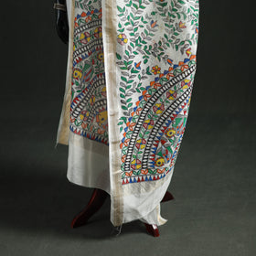 Handloom Chanderi Silk Handpainted Madhubani Dupatta with Zari Border 59