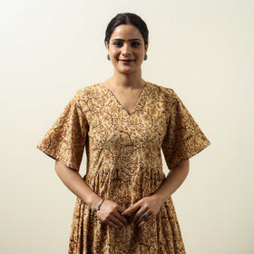 Buy Kalamkari Block Printed Cotton Flared Gher Dress 06 Online at iTokri.com
