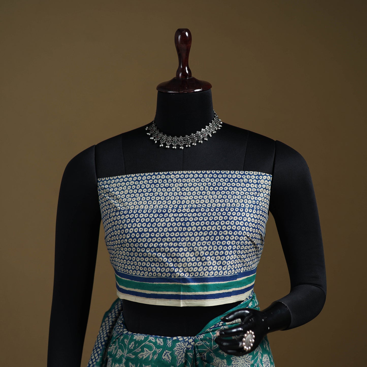 Green - Gamthi Hand Block Print Pure Mul Cotton Saree with Blouse Piece 02