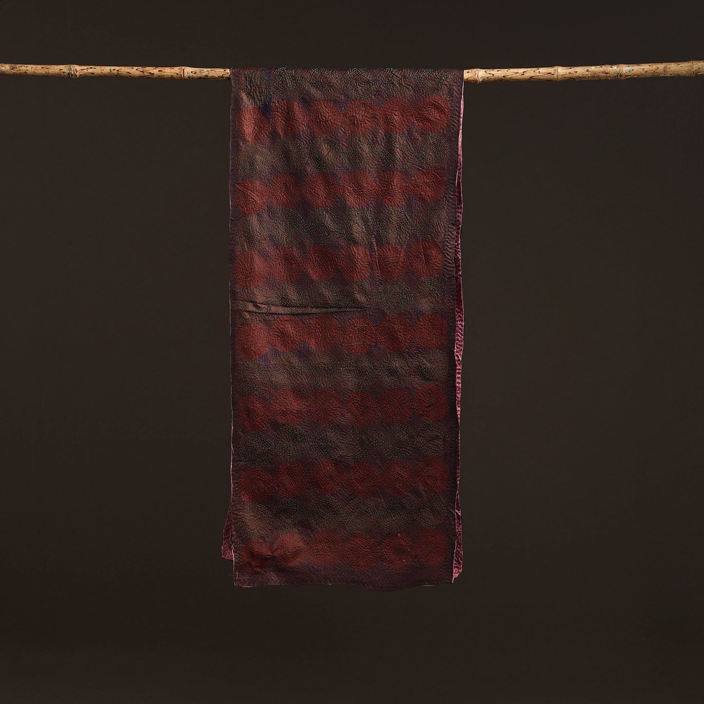 Reversible Silk Bengal Hand Kantha Stitch Stole 169