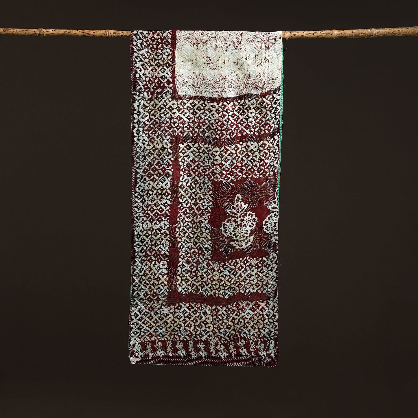 Reversible Silk Bengal Hand Kantha Stitch Stole 168