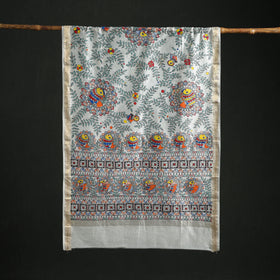 Handloom Chanderi Silk Handpainted Madhubani Dupatta with Zari Border 54