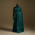 Green - Gamthi Hand Block Print Pure Mul Cotton Saree with Blouse Piece 04