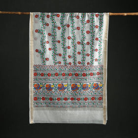 Handloom Chanderi Silk Handpainted Madhubani Dupatta with Zari Border 53