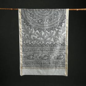 Handloom Chanderi Silk Handpainted Madhubani Dupatta with Zari Border 52
