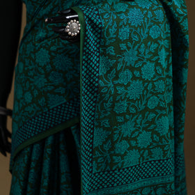 Green - Gamthi Hand Block Print Pure Mul Cotton Saree with Blouse Piece 04