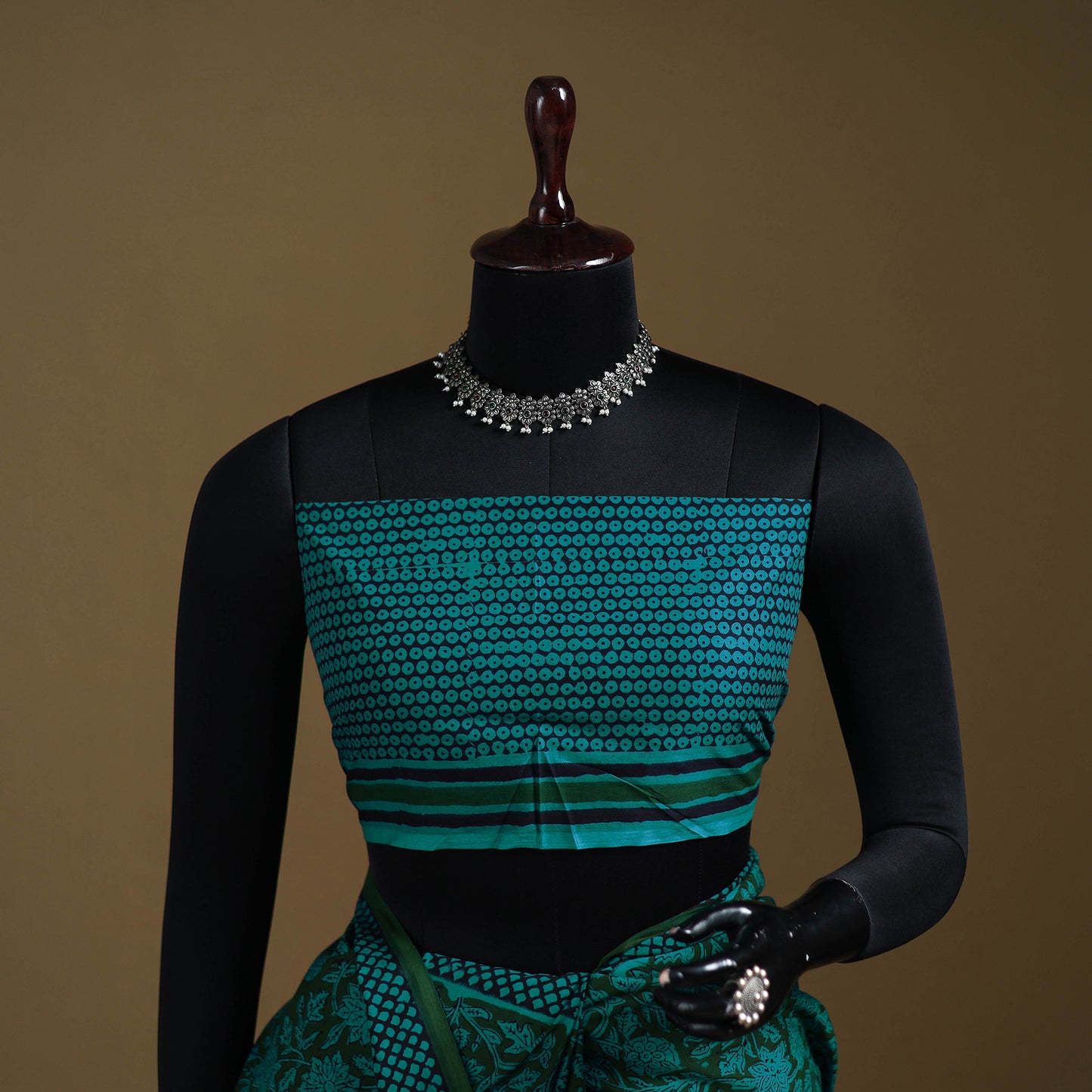 Green - Gamthi Hand Block Print Pure Mul Cotton Saree with Blouse Piece 04