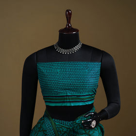 Green - Gamthi Hand Block Print Pure Mul Cotton Saree with Blouse Piece 04