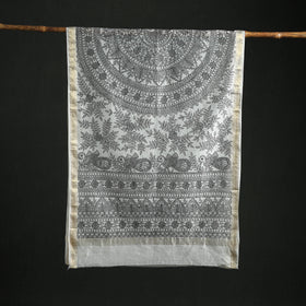 Handloom Chanderi Silk Handpainted Madhubani Dupatta with Zari Border 50