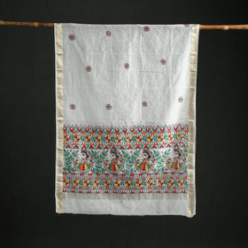Handloom Chanderi Silk Handpainted Madhubani Dupatta with Zari Border 48