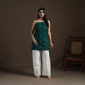 Green - Cotton Short Jacquard Kurta for Women 01