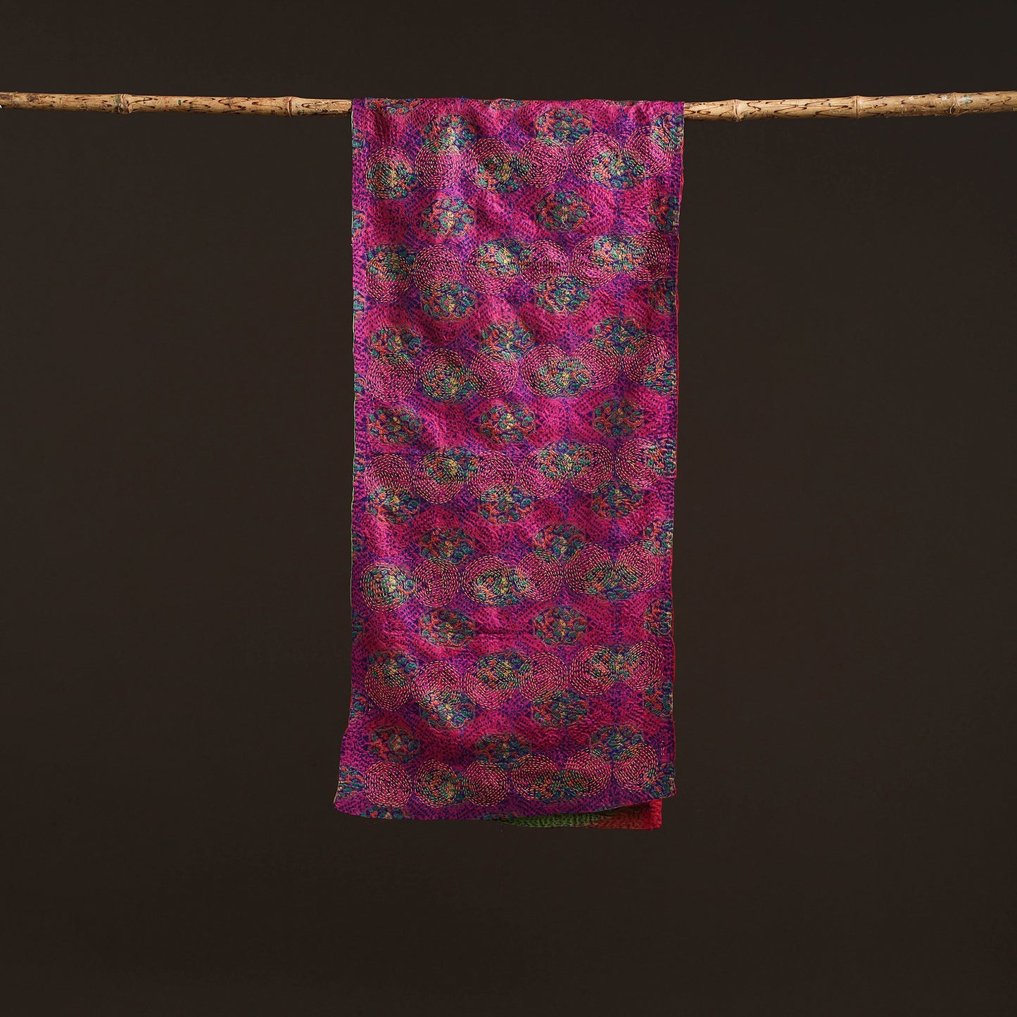 Reversible Silk Bengal Hand Kantha Stitch Stole 159