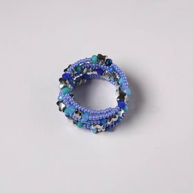 Blue - spiral handmade beaded bracelet 206 - handcrafted