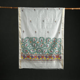 Handloom Chanderi Silk Handpainted Madhubani Dupatta with Zari Border 47