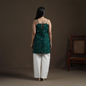 Green - Cotton Short Jacquard Kurta for Women 01