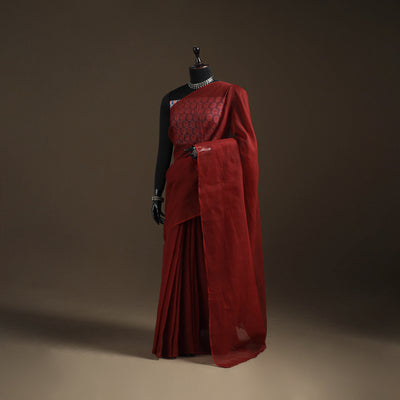 Nazaakat Kota Doria Cotton Plain Saree with Blouse Piece & Earrings 28