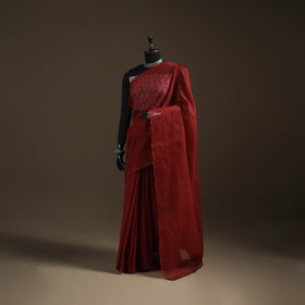 Nazaakat Kota Doria Cotton Plain Saree with Blouse Piece & Earrings 28