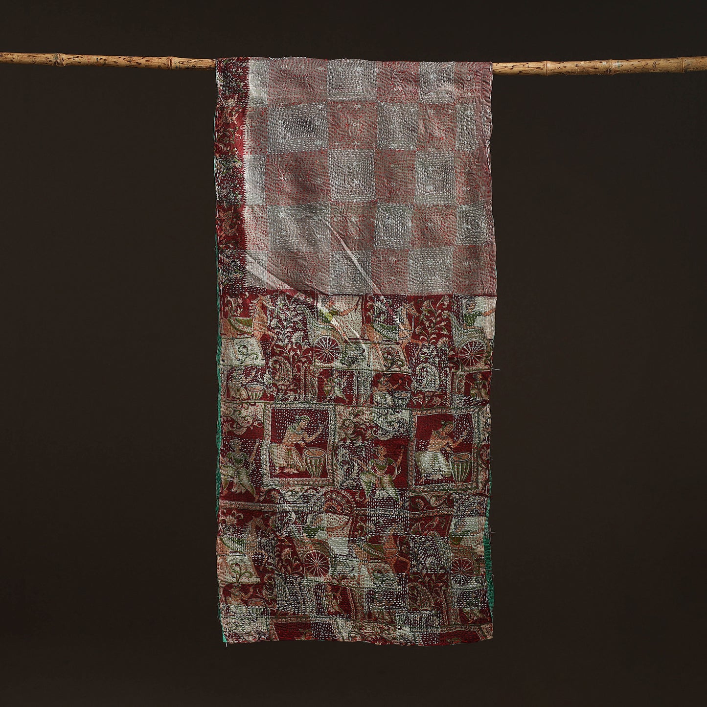 Reversible Silk Bengal Hand Kantha Stitch Stole 155