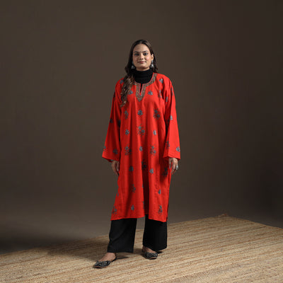 Kashmiri Heavy Sozni Hand Embroidered Handwoven Merino Wool Pheran 32