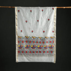 Handloom Chanderi Silk Handpainted Madhubani Dupatta with Zari Border 40