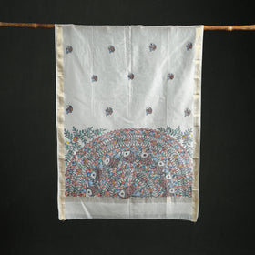 Handloom Chanderi Silk Handpainted Madhubani Dupatta with Zari Border 39