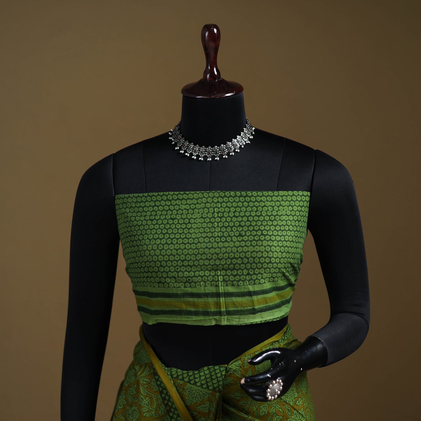 Green - Gamthi Hand Block Print Pure Mul Cotton Saree with Blouse Piece 06