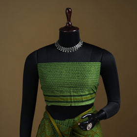 Green - Gamthi Hand Block Print Pure Mul Cotton Saree with Blouse Piece 06