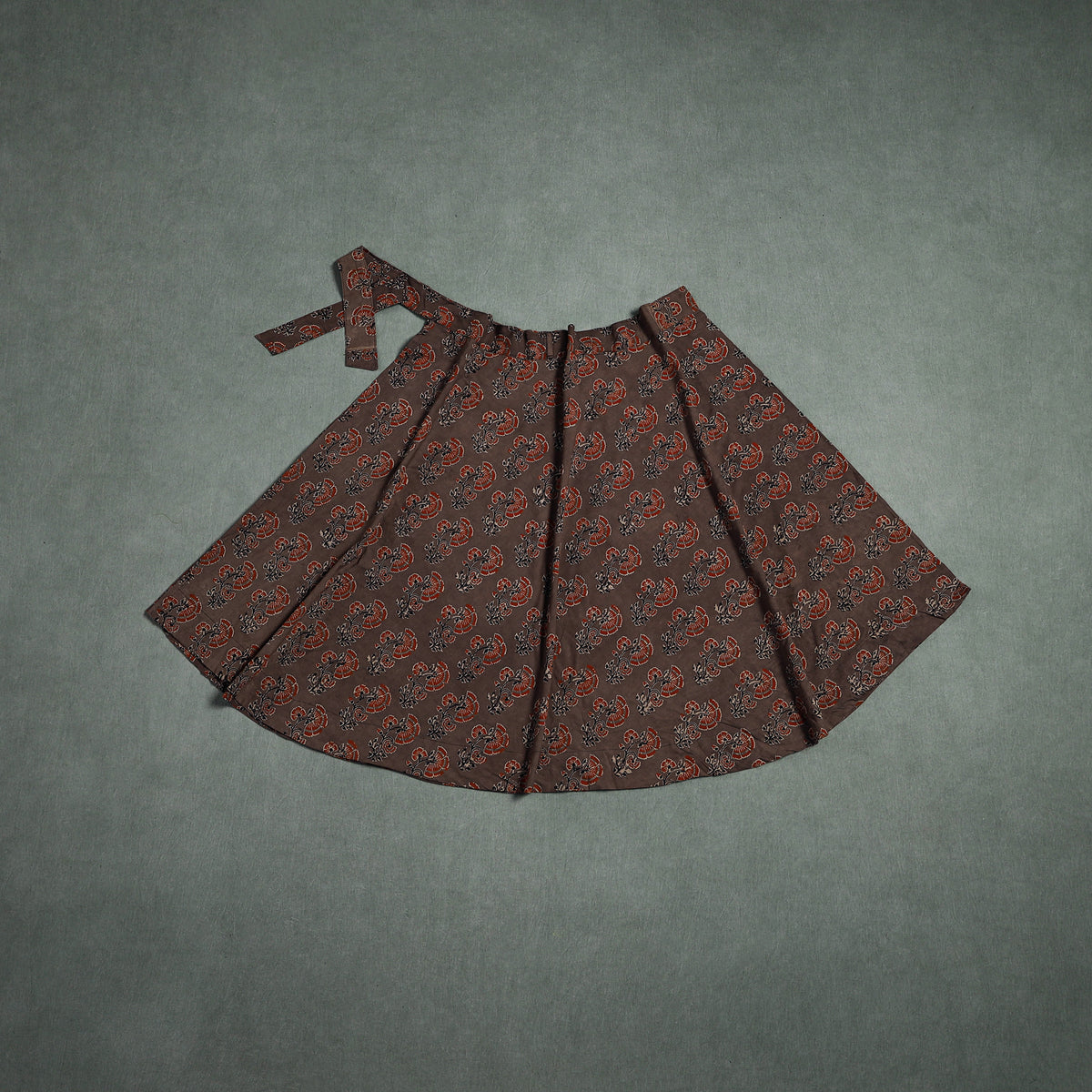 Ajrakh Hand Block Print Cotton Wrap Around Skirt 33