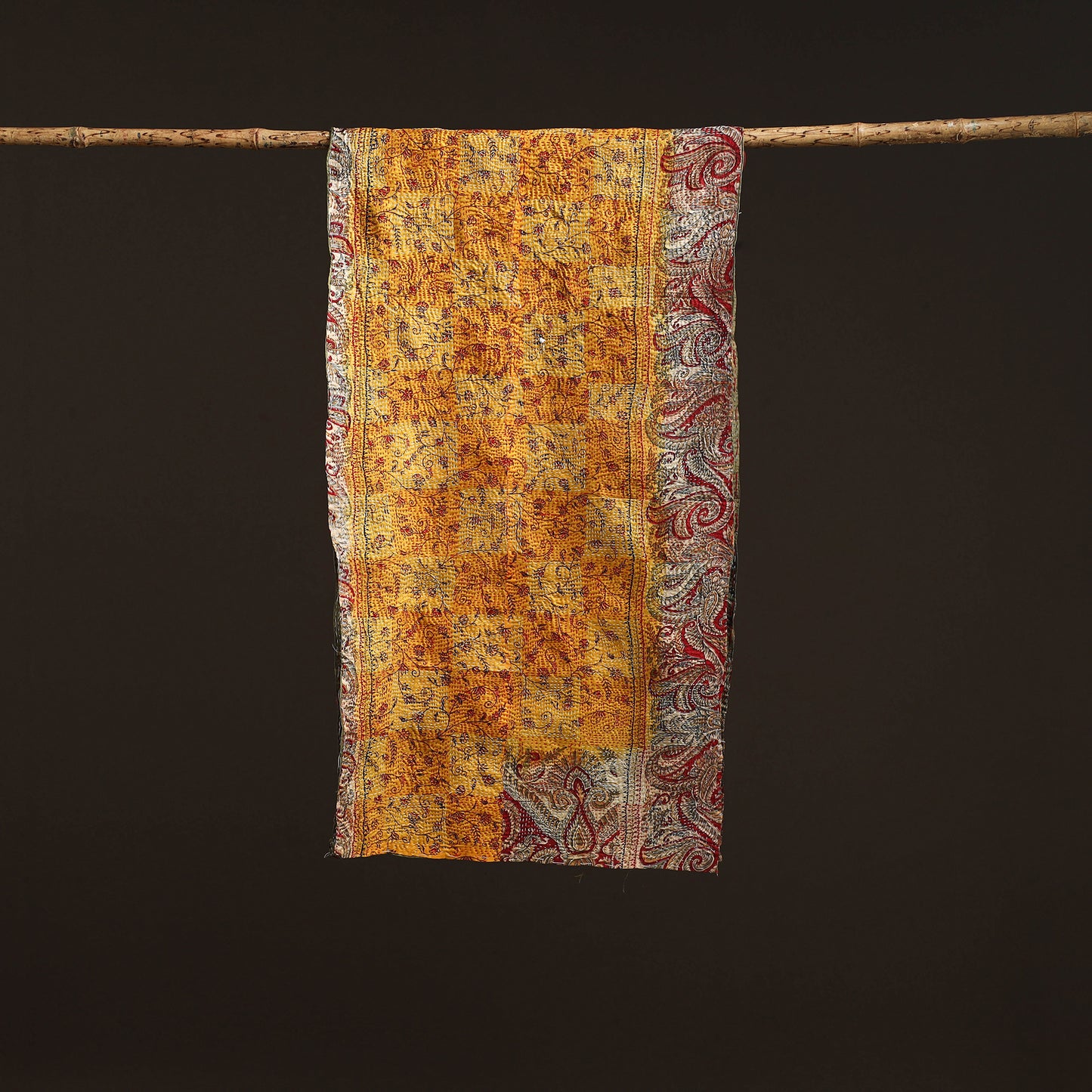 Reversible Silk Bengal Hand Kantha Stitch Stole 150