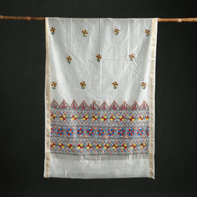 Handloom Chanderi Silk Handpainted Madhubani Dupatta with Zari Border 36