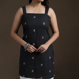 Black - Cotton Short Jacquard Kurta for Women 07
