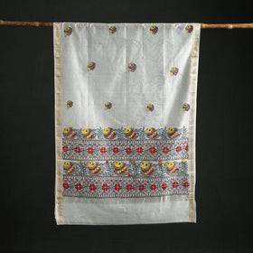 Handloom Chanderi Silk Handpainted Madhubani Dupatta with Zari Border 33