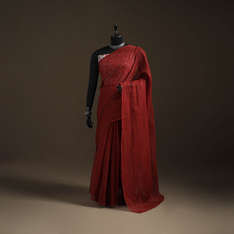 Nazaakat Kota Doria Cotton Plain Saree with Blouse Piece & Earrings 30
