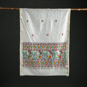 Handloom Chanderi Silk Handpainted Madhubani Dupatta with Zari Border 31