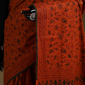 Orange - Gamthi Hand Block Print Pure Mul Cotton Saree with Blouse Piece 08