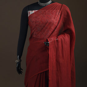 Nazaakat Kota Doria Cotton Plain Saree with Blouse Piece & Earrings 30
