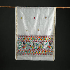Handloom Chanderi Silk Handpainted Madhubani Dupatta with Zari Border 30
