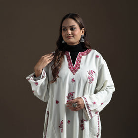 Kashmiri Heavy Sozni Hand Embroidered Handwoven Merino Wool Pheran 34