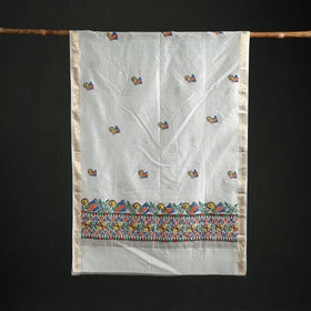 Handloom Chanderi Silk Handpainted Madhubani Dupatta with Zari Border 29
