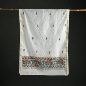 Handloom Chanderi Silk Handpainted Madhubani Dupatta with Zari Border 27