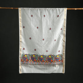 Handloom Chanderi Silk Handpainted Madhubani Dupatta with Zari Border 26