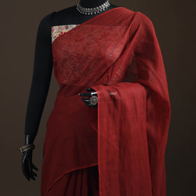 Nazaakat Kota Doria Cotton Plain Saree with Blouse Piece & Earrings 31