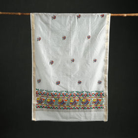 Handloom Chanderi Silk Handpainted Madhubani Dupatta with Zari Border 25