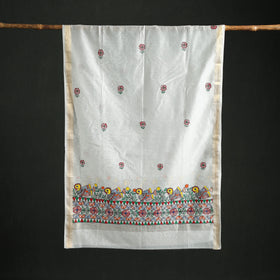 Handloom Chanderi Silk Handpainted Madhubani Dupatta with Zari Border 24