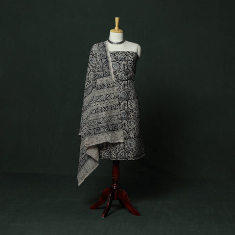 Natural Dyed Block Print Cotton Pedana Kalamkari 2pc Unstitched Dress Material 61