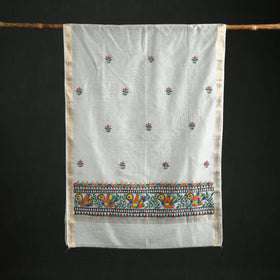 Handloom Chanderi Silk Handpainted Madhubani Dupatta with Zari Border 22