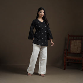 Black - Cotton Short Jacquard Kurta for Women 12