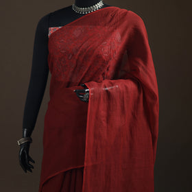 Nazaakat Kota Doria Cotton Plain Saree with Blouse Piece & Earrings 32