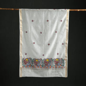 Handloom Chanderi Silk Handpainted Madhubani Dupatta with Zari Border 20