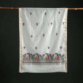 Handloom Chanderi Silk Handpainted Madhubani Dupatta with Zari Border 18